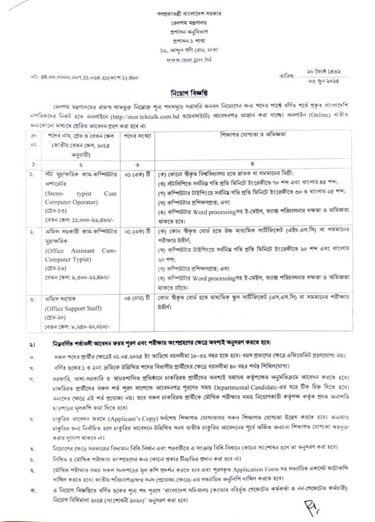 Railway Job Circular