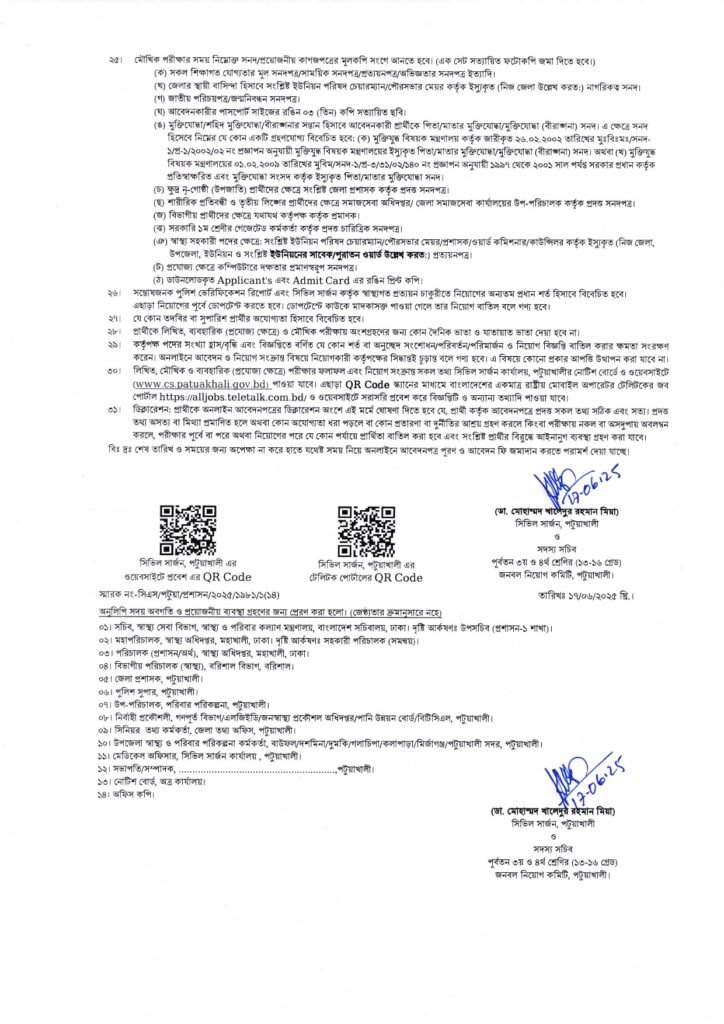 Patuakhali Civil Surgeon Office Job Circular Update