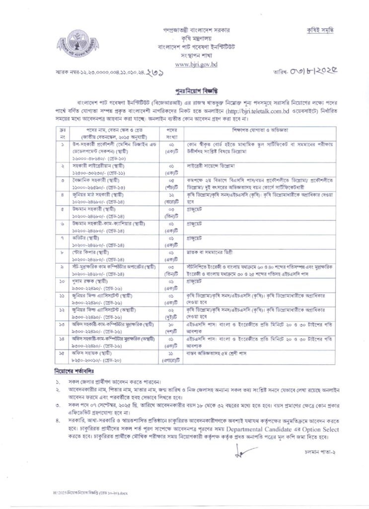 Bangladesh Pat Goveshona Job Circular